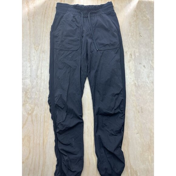Lululemon Women’s Dance Studio Mid-Rise Black Joggers Full Length Sz 6 Stripes - Picture 1 of 7
